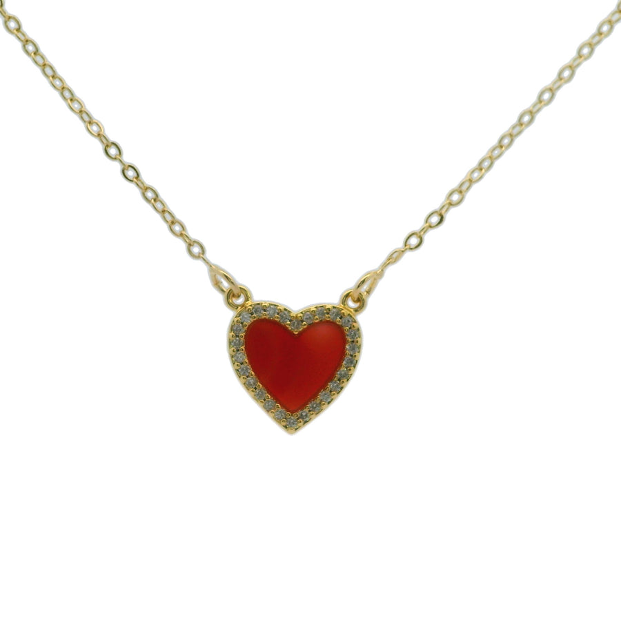 Nacar Zirconium Frame Heart Necklace