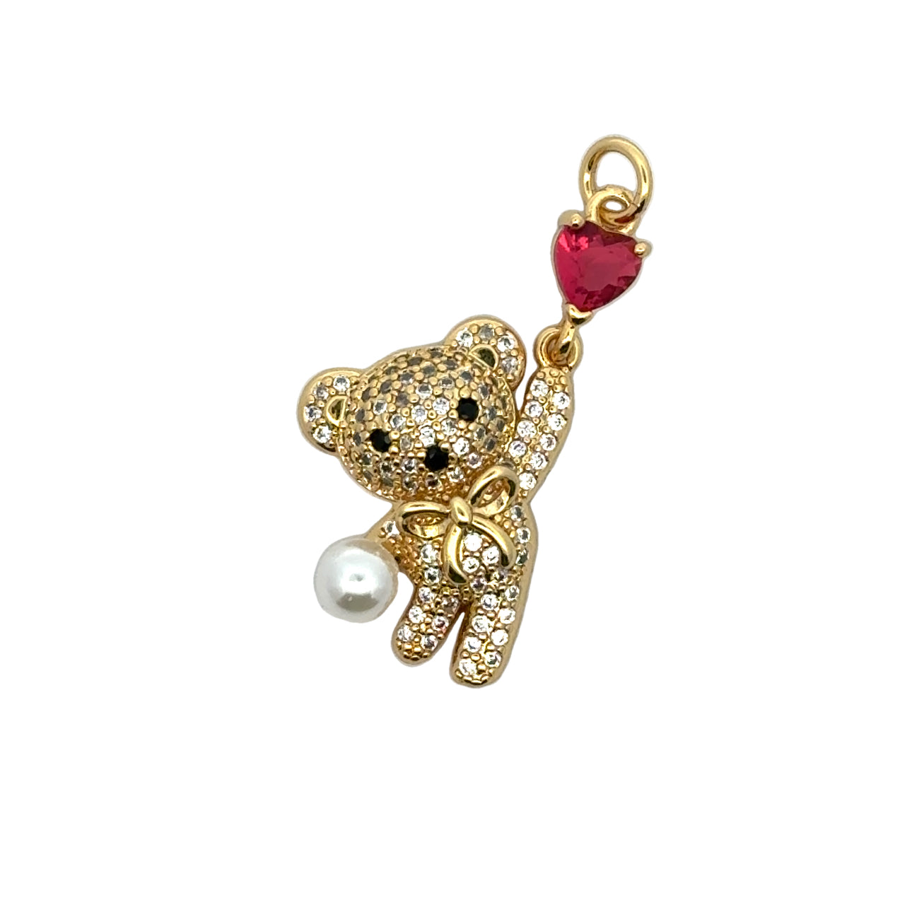 Teddy Bear Pink Heart Charm