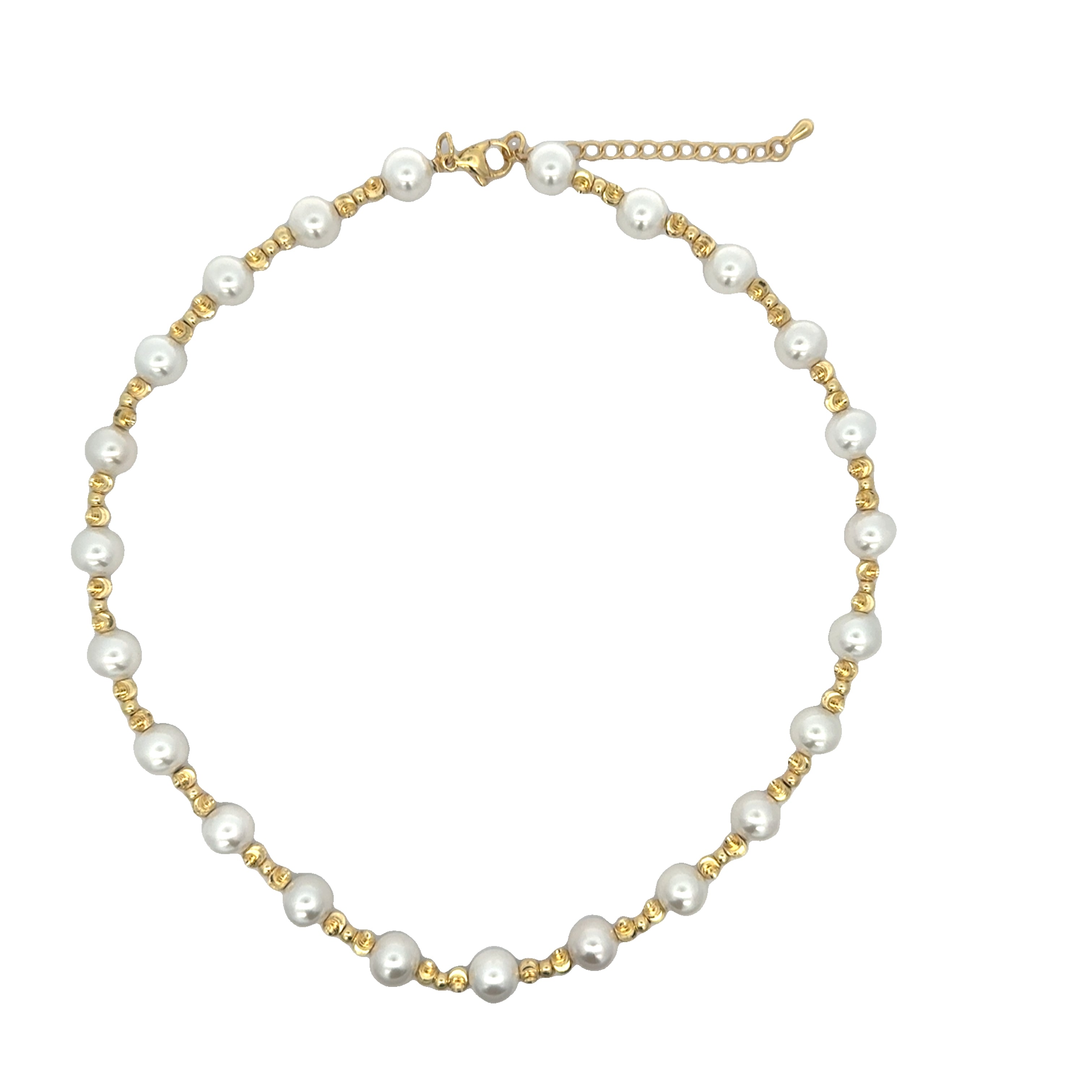 Texture Gold Beads Pearls Necklace