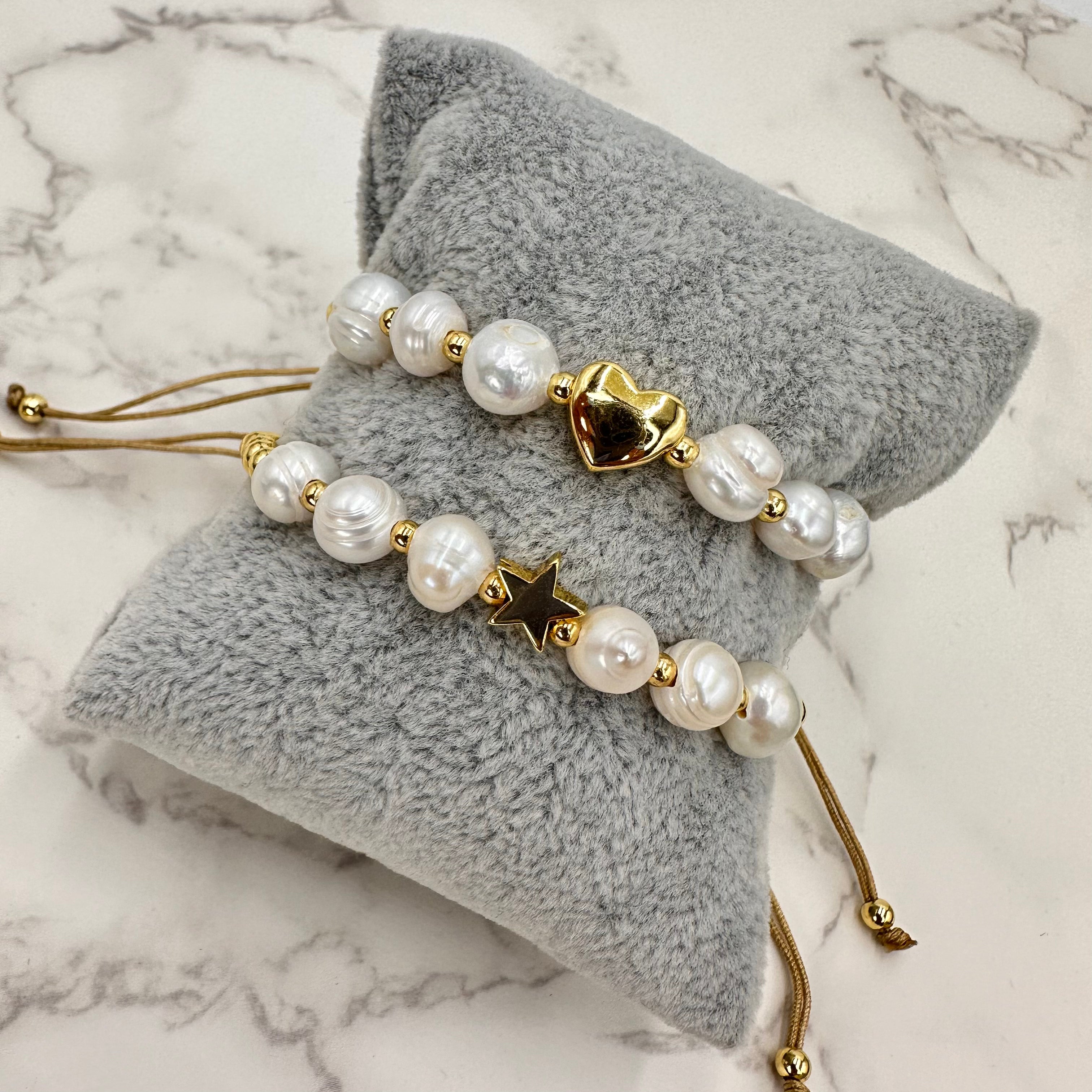 Heart Pearl Gold Beads Bracelet