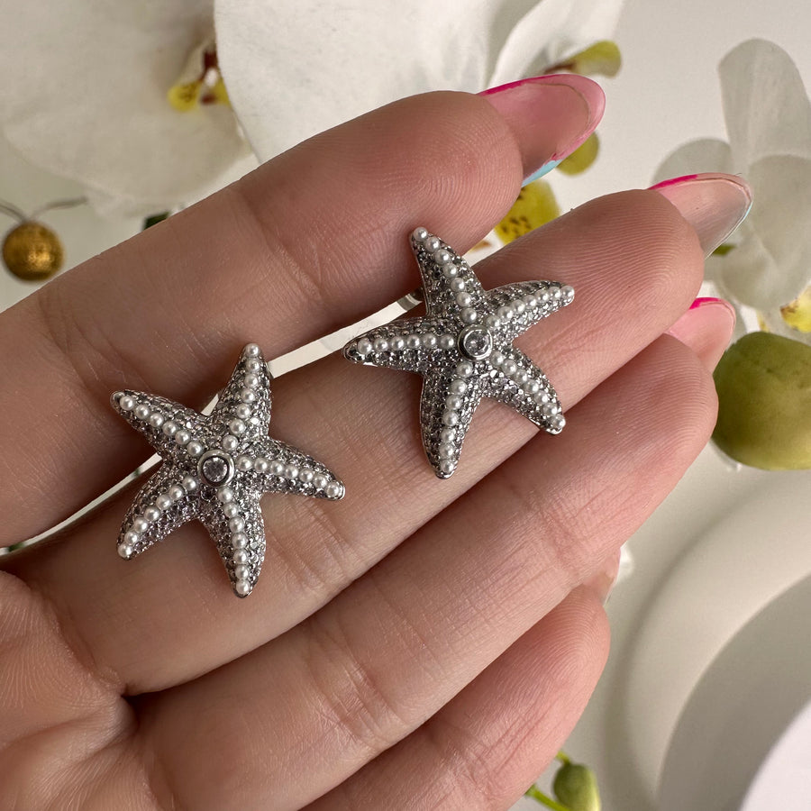 Pearl Fish Star Earrings