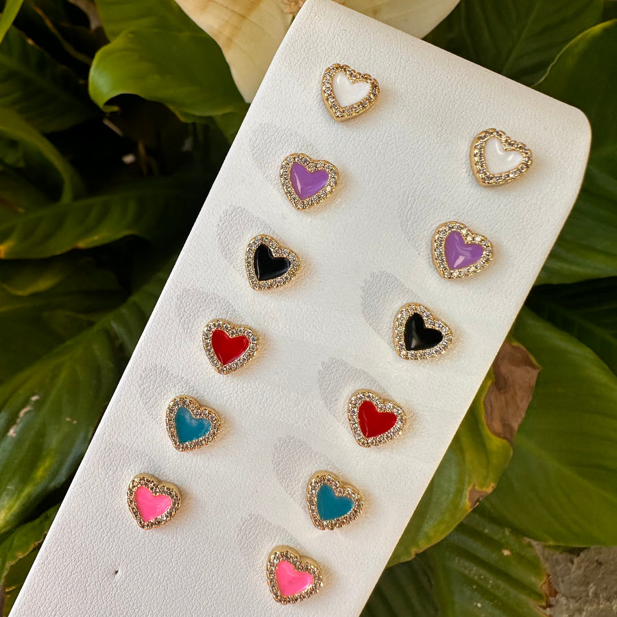 Zirconium Frame Heart Earrings