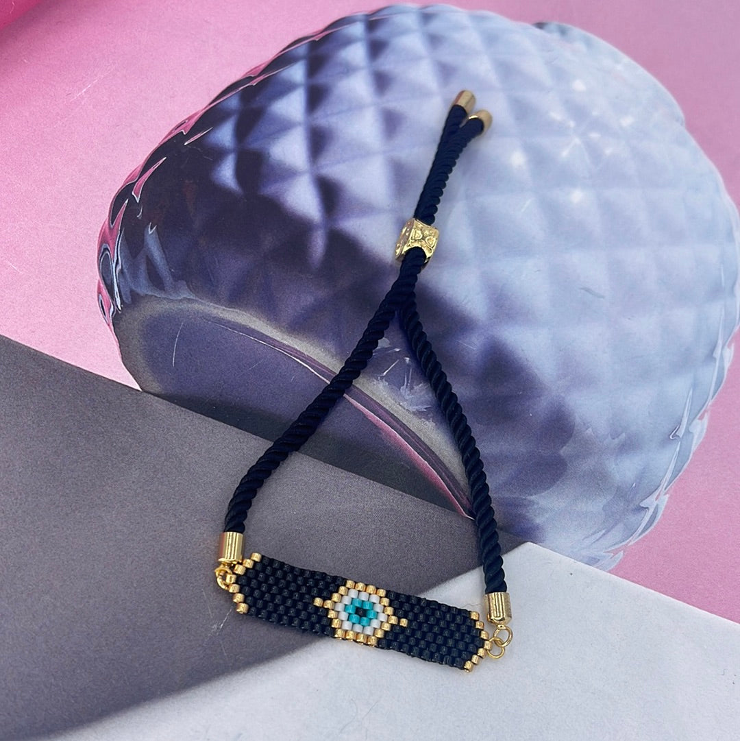 Long Evil Eye Beaded Bracelet