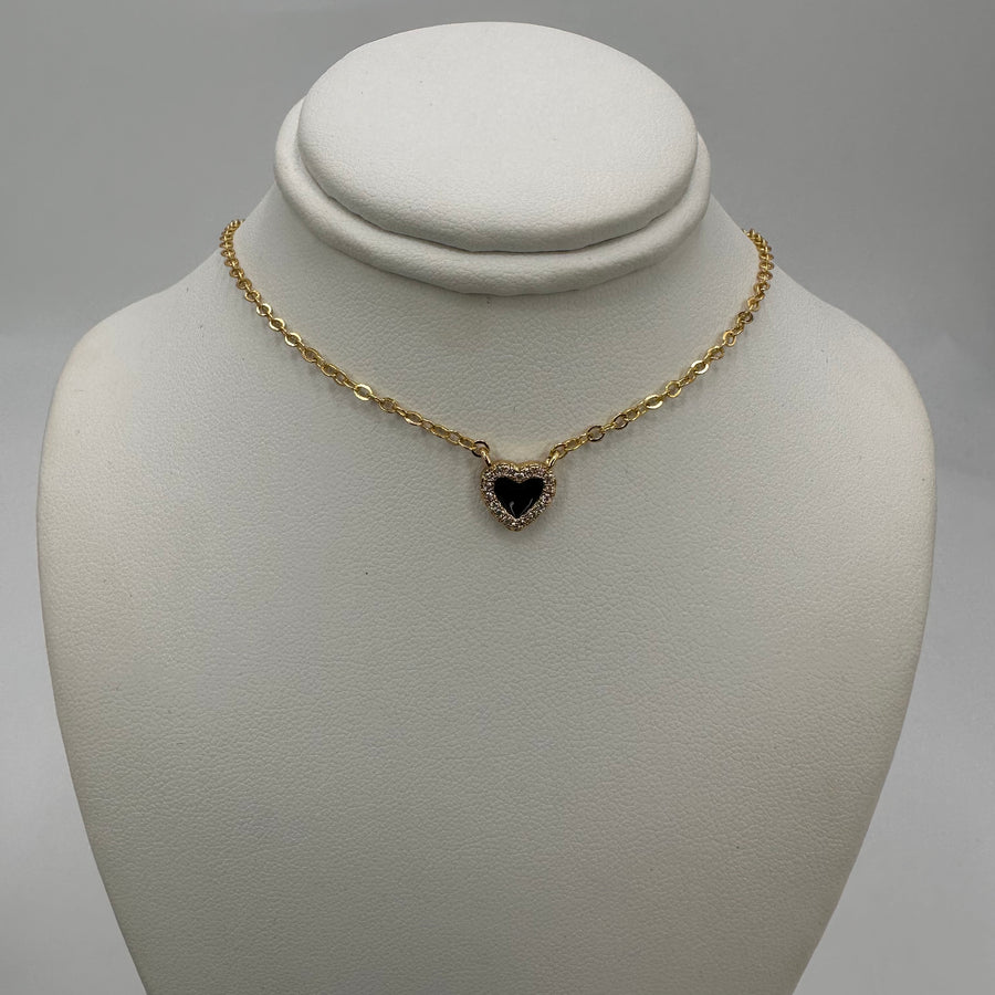 Mini Zirconium Frame Heart Necklace