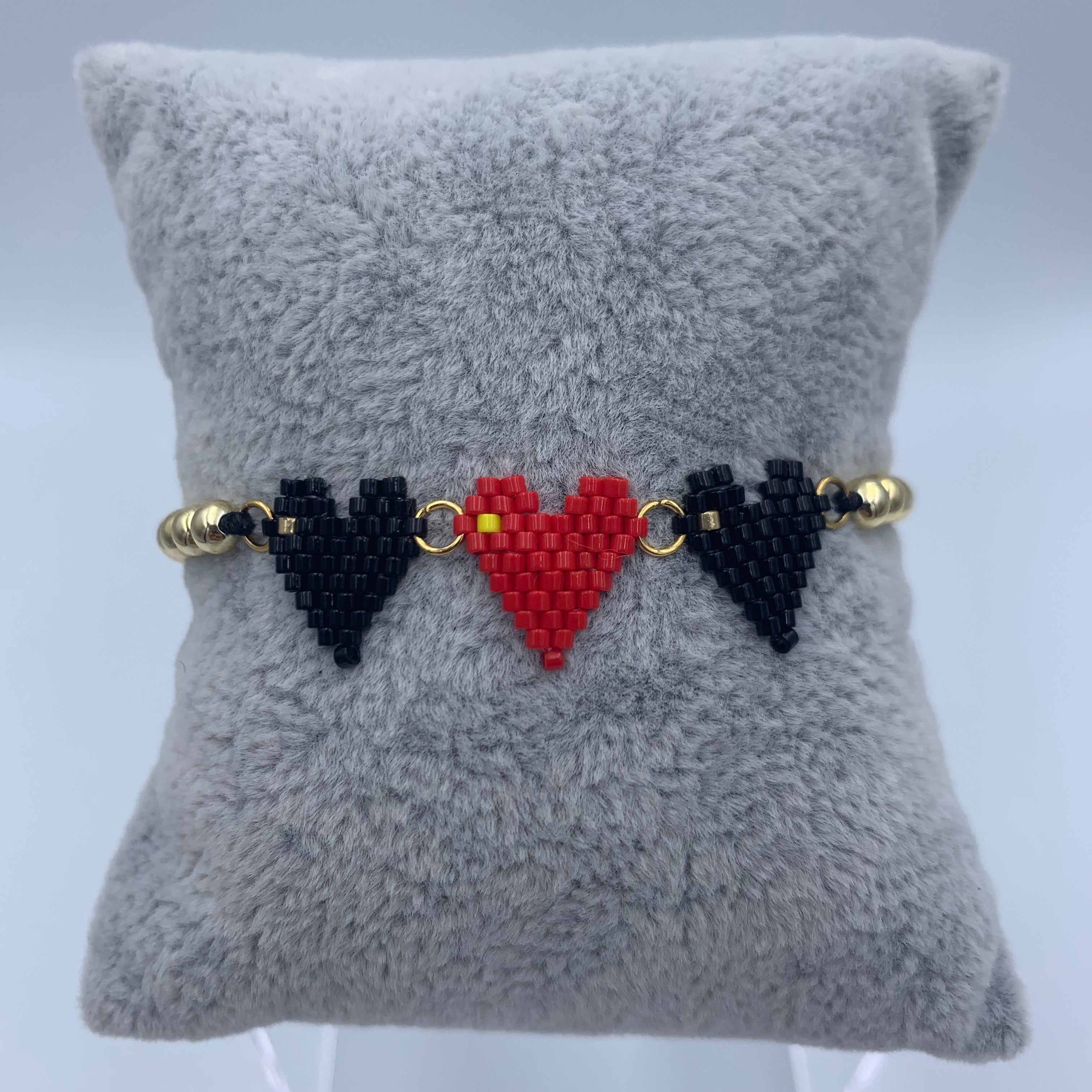 Three Color Heart Beaded Bracelet