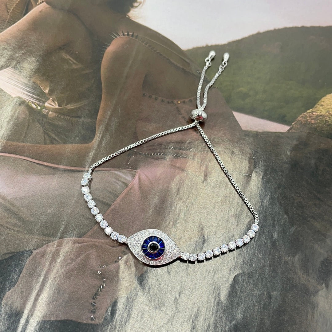 Silver Shiny Evil Eye Bracelet