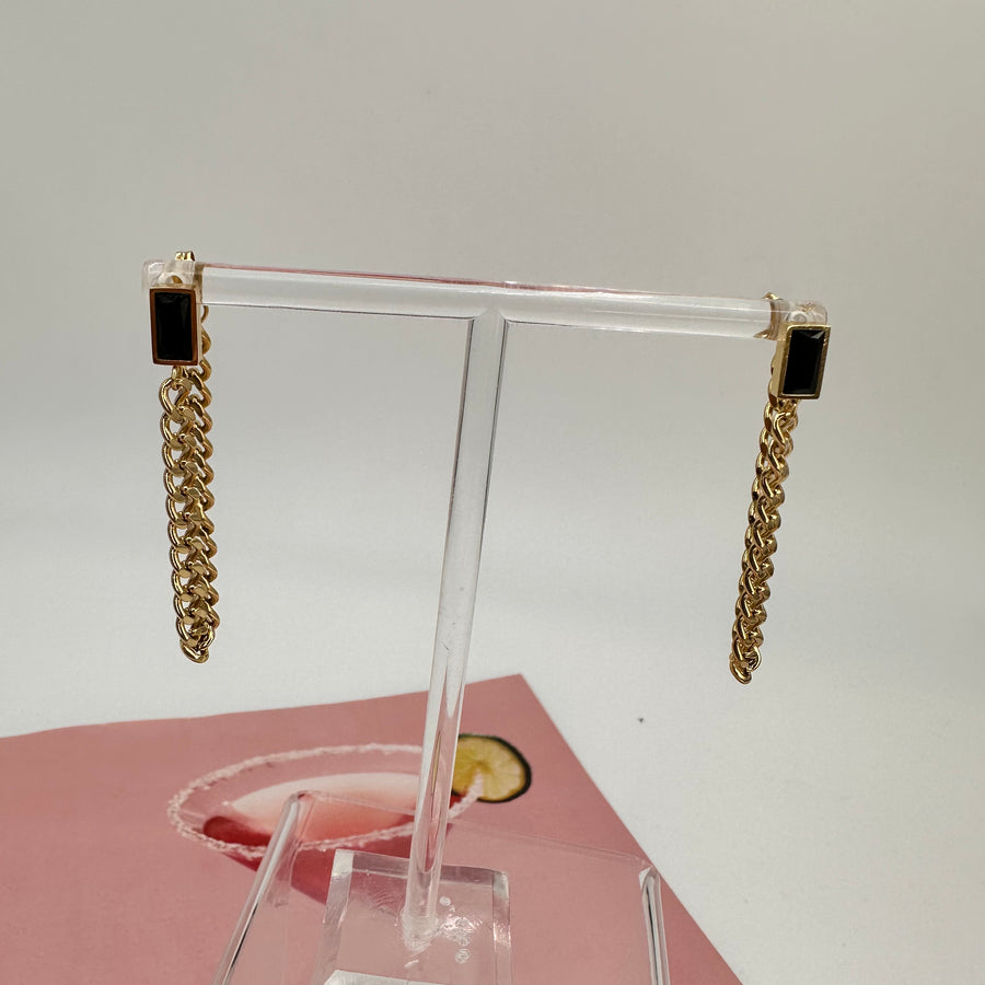 Rectangle Crystal Cuban Earrings