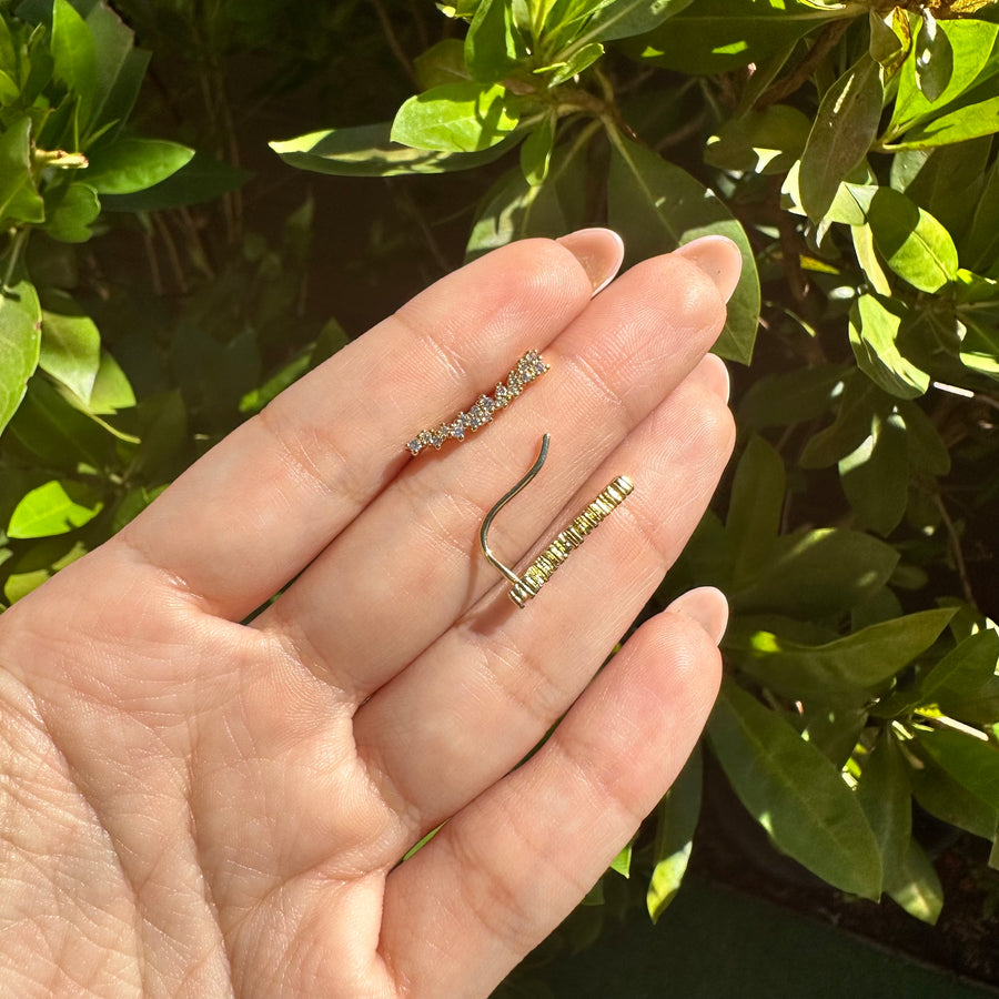 Crystals and Diamond Line Earrings