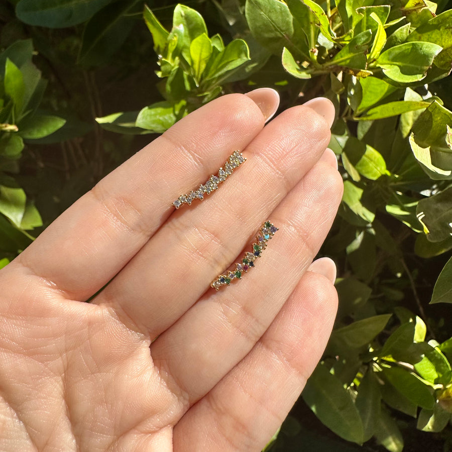 Crystals and Diamond Line Earrings