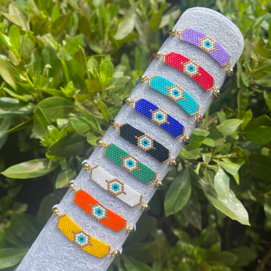 Long Evil Eye Beaded Bracelet