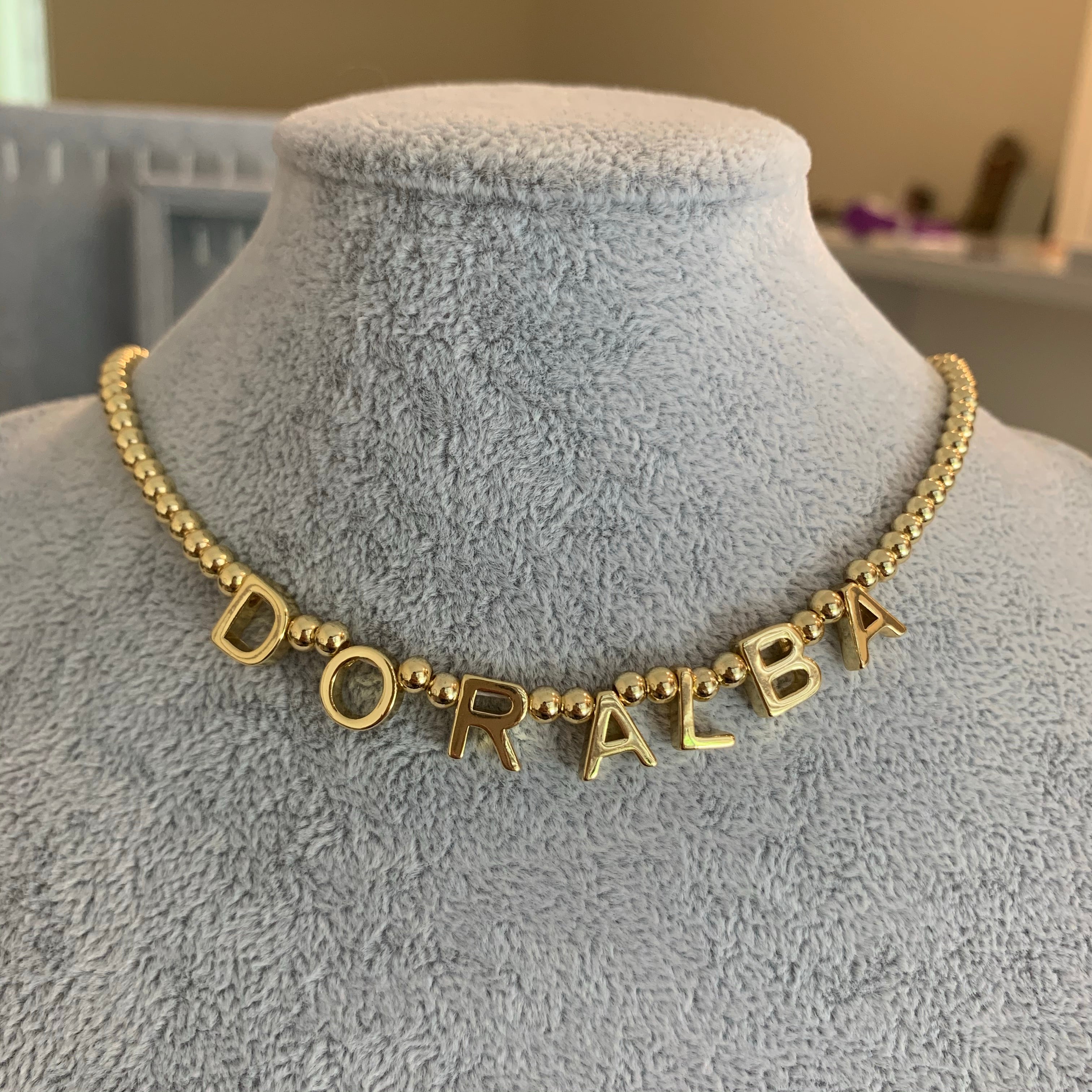 Custom Gold Letters Necklace