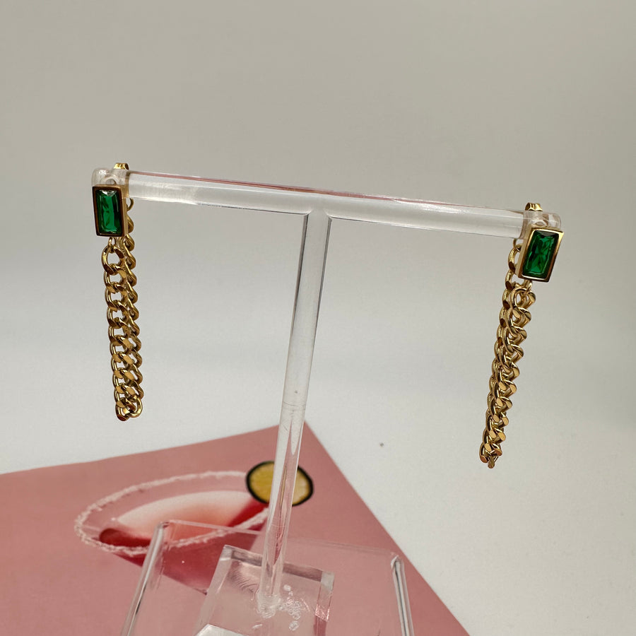 Rectangle Crystal Cuban Earrings