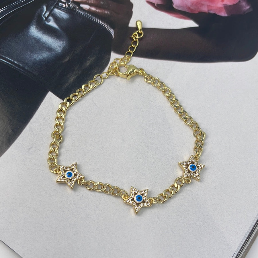 Evil Eye Cuban Link Bracelet