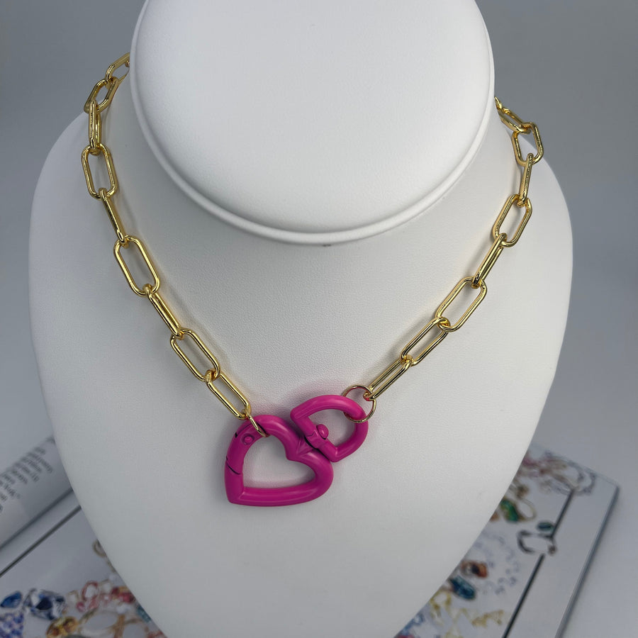 Chunky Lock Heart Necklace