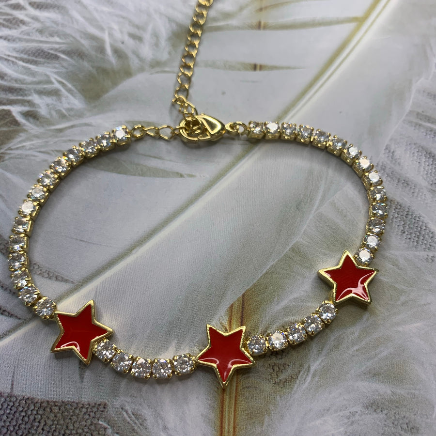 White Crystals and Stars Bracelet