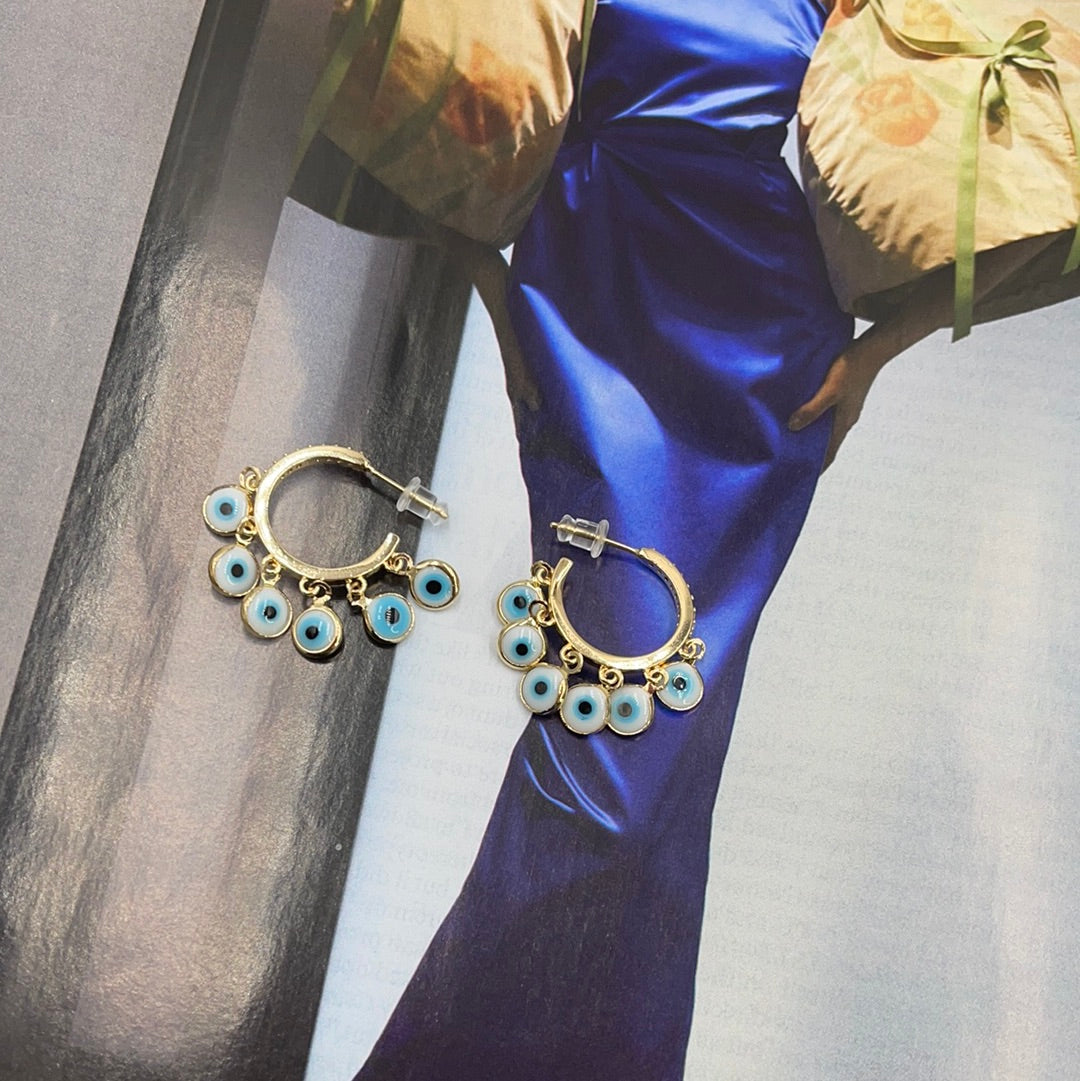 Evil eye Drop Hoops