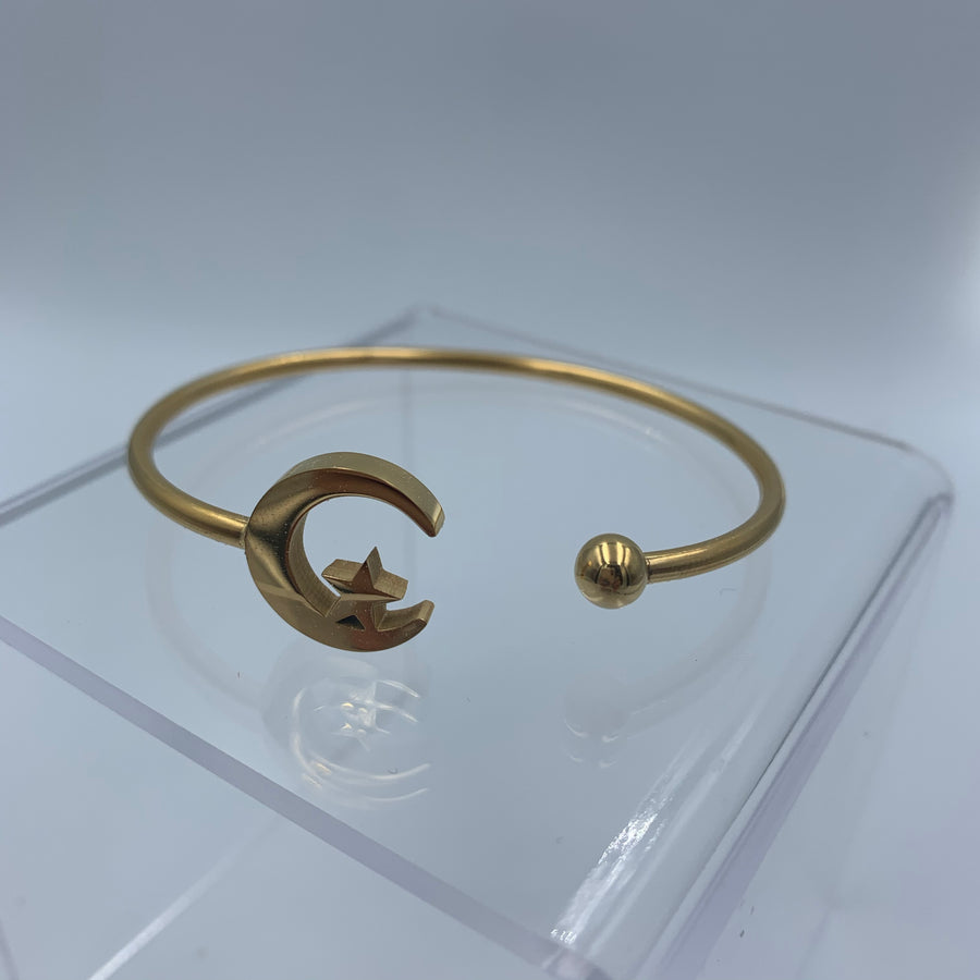 Bangle Bracelet with Shapes Gold