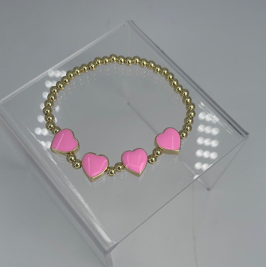 Enamel Hearts Beaded Bracelet