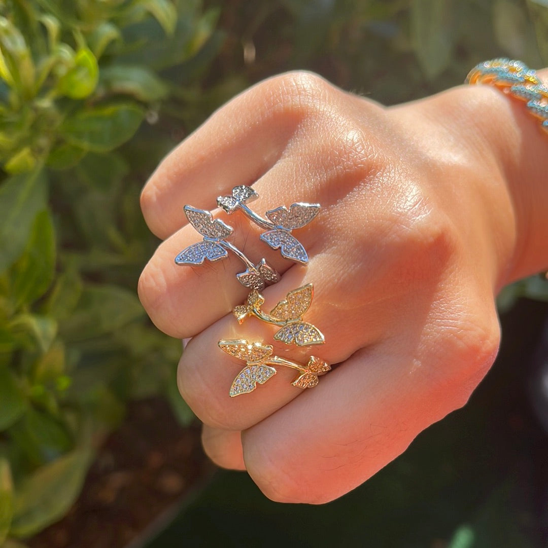 Double Butterflies Ring