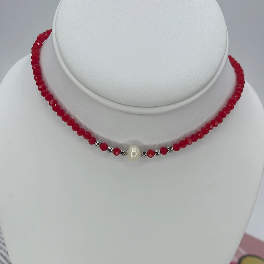 Single Pearl Crystal Choker