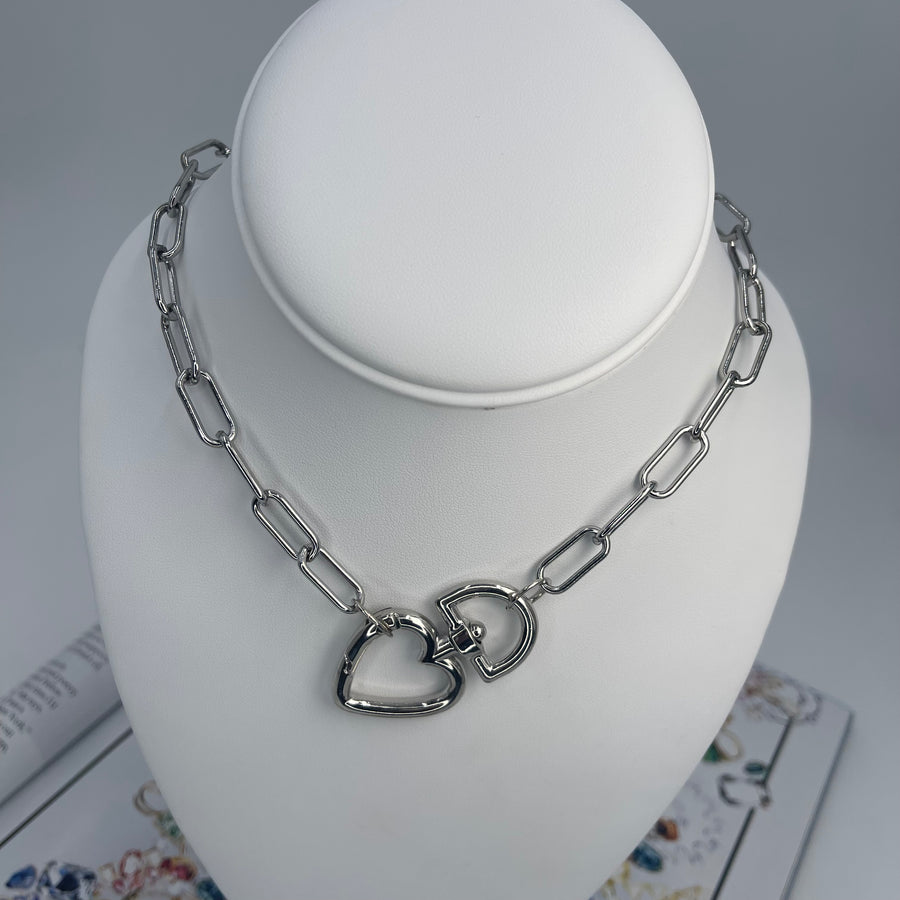 Chunky Lock Heart Necklace