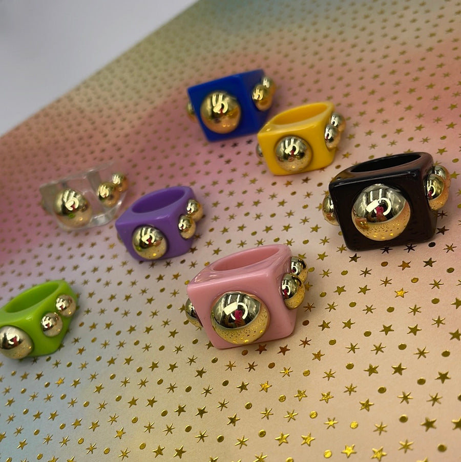 Gold Dots Chunky Rings