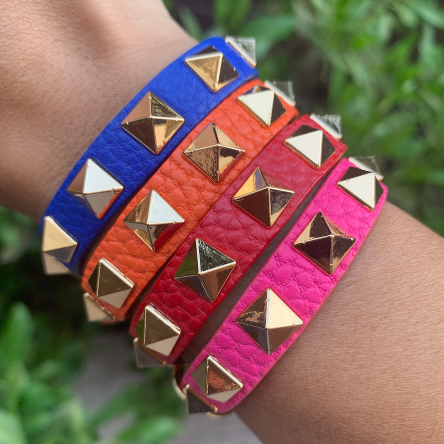 Leather Pyramids Bracelet