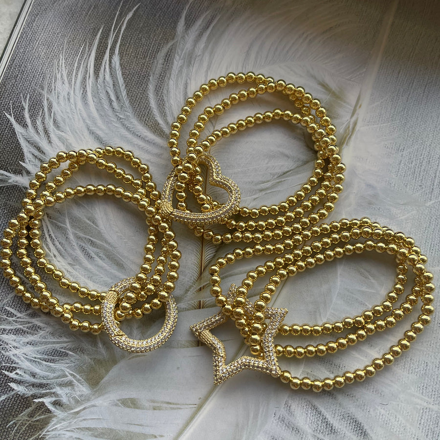 Three Gold Beads Bracelet