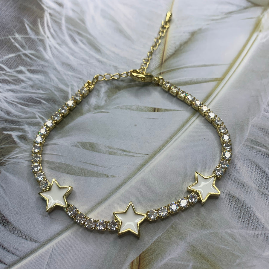 White Crystals and Stars Bracelet