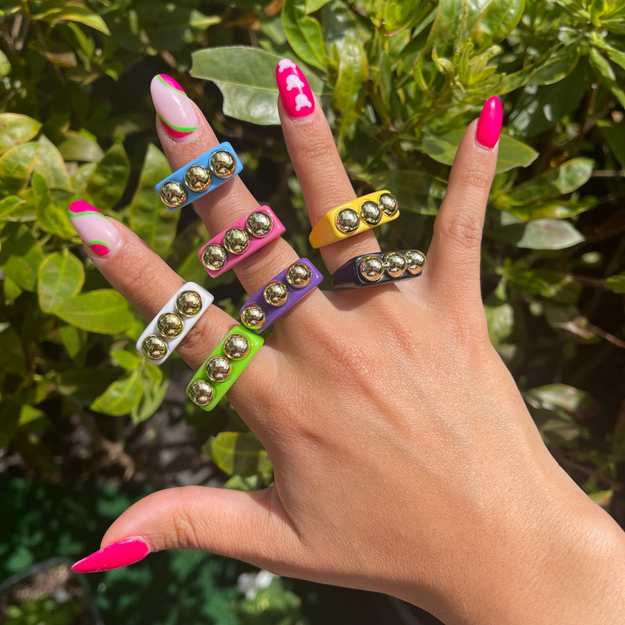 Plastic Line Dots Chunky Rings