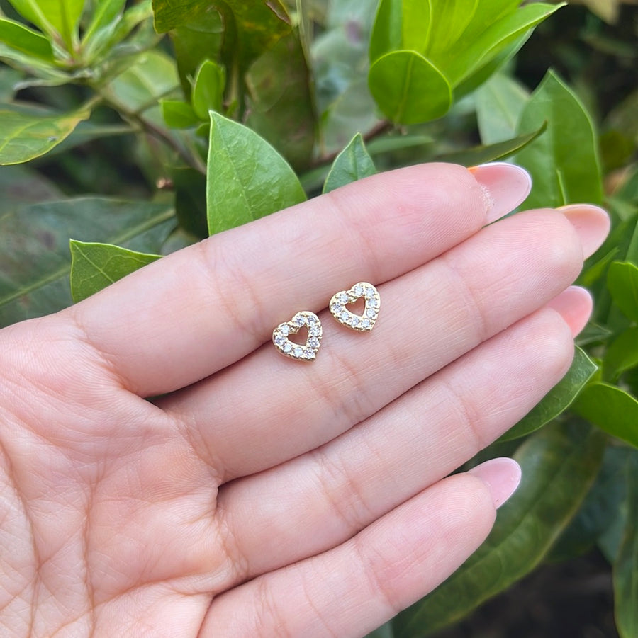 White Crystal Hearts Earrings