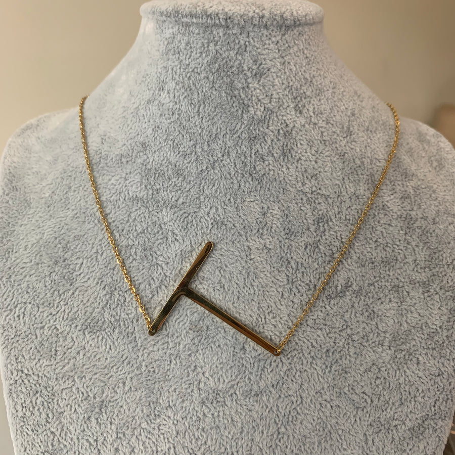Buy Solid Gold Initial Necklace, Large Gold Initial Necklace, Oversized  Letter Necklace, Modern Gold Necklace, Big Initial Necklace, Alphabet  Online in India - Etsy