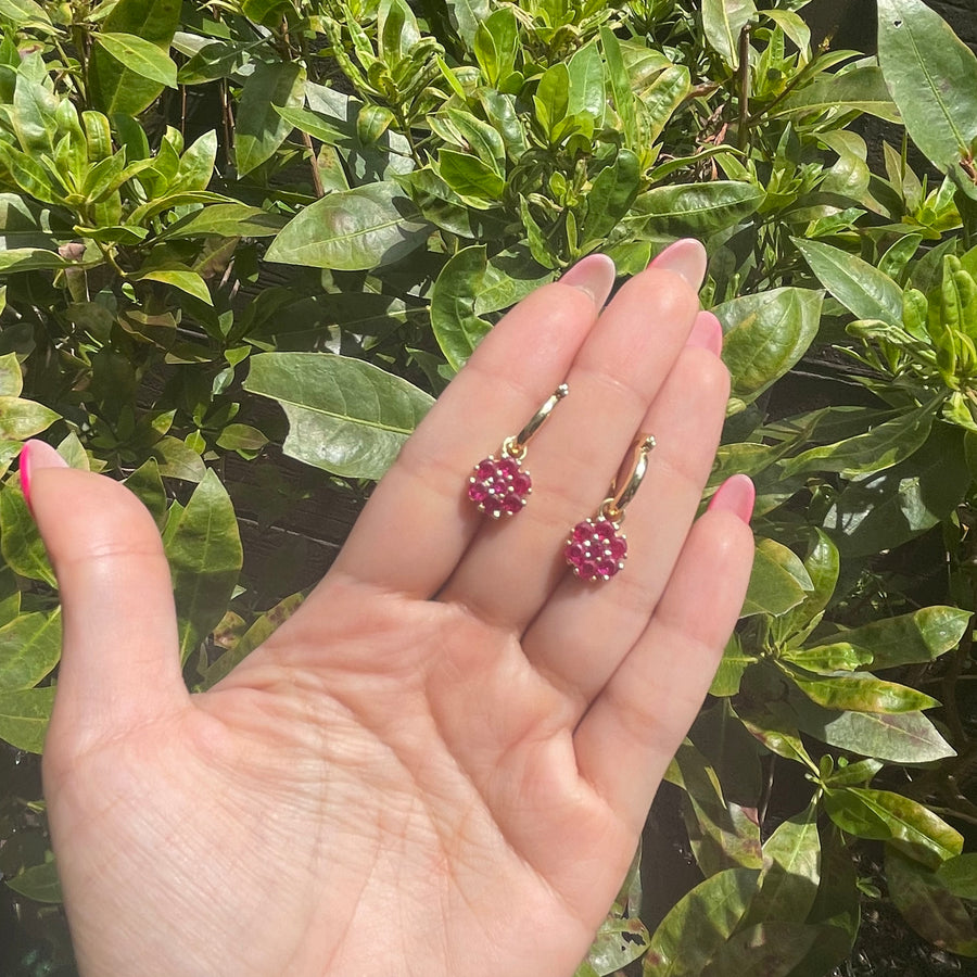 Crystal Flower Hoops