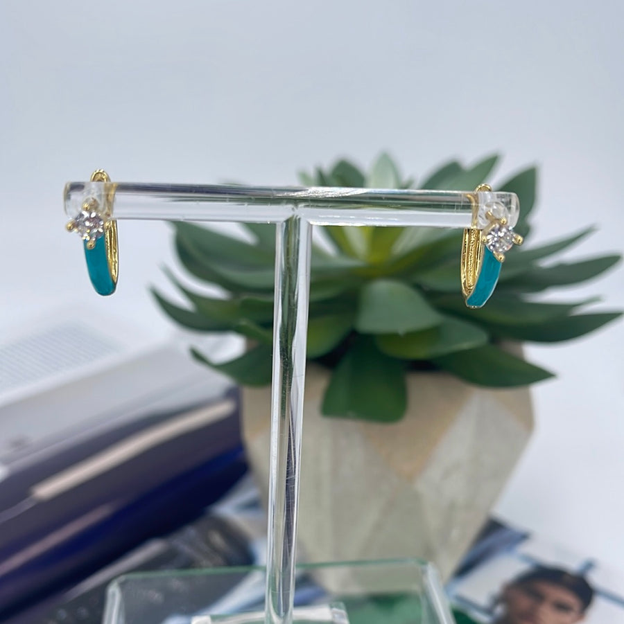 Enamel Oval Diamond Hoops