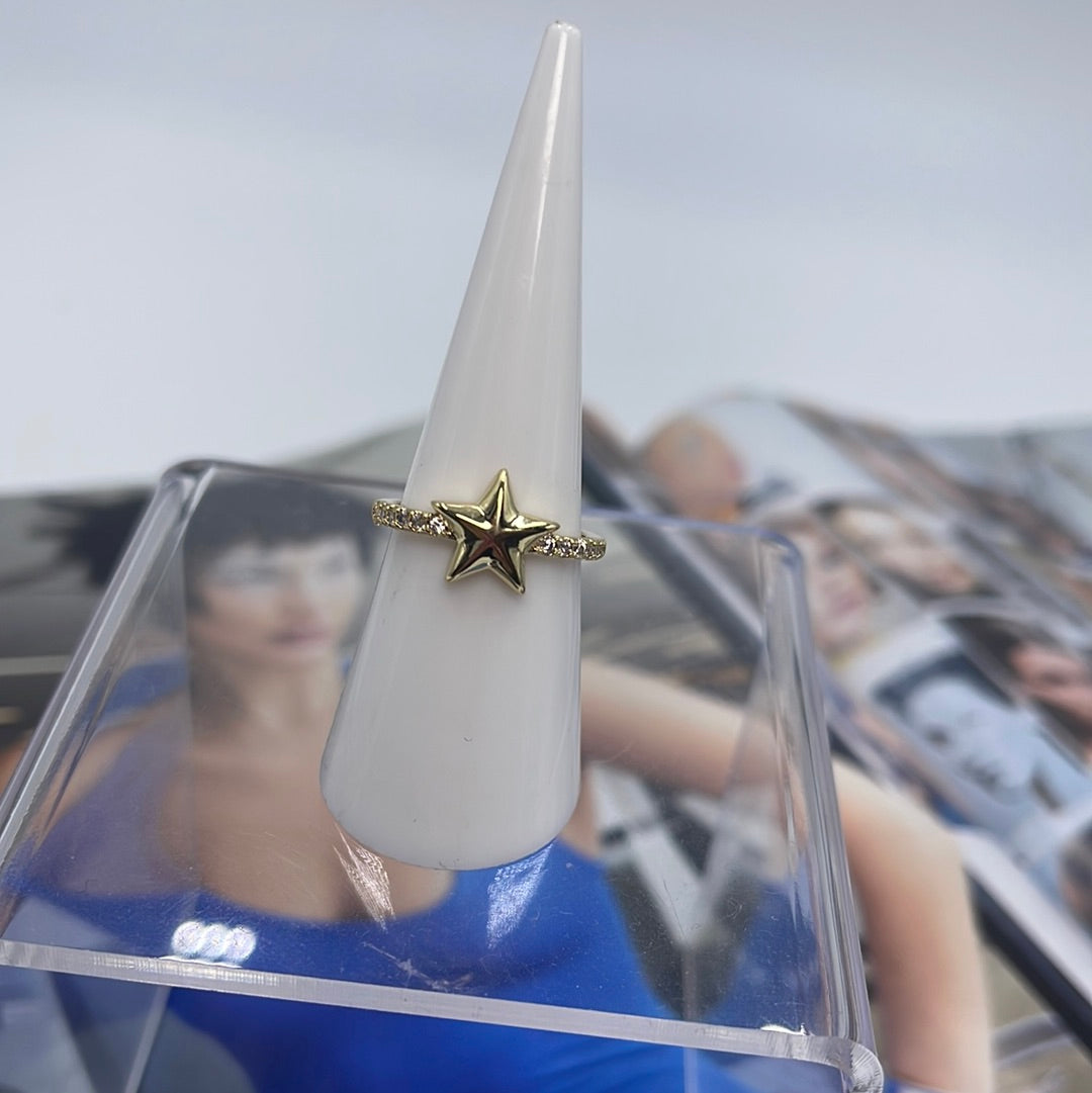 Gold Zirconium Star and Heart Ring