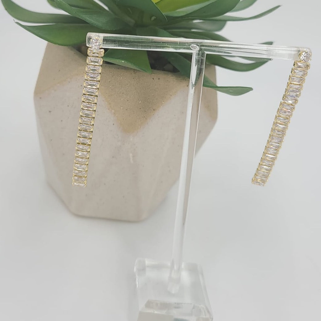 White Crystal Rectangle Earrings