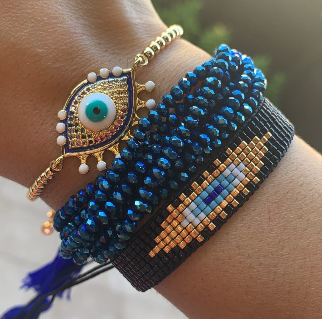 Color and White Lashes Evil Eye Bracelet