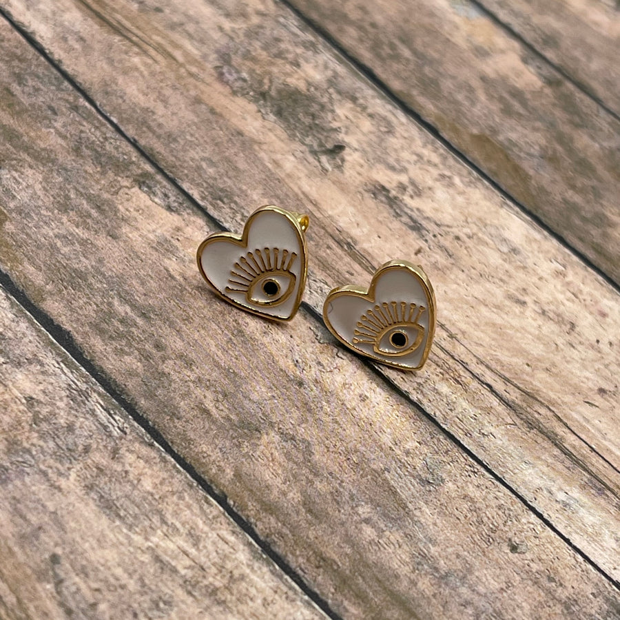 Hearts Evil Eye Earrings