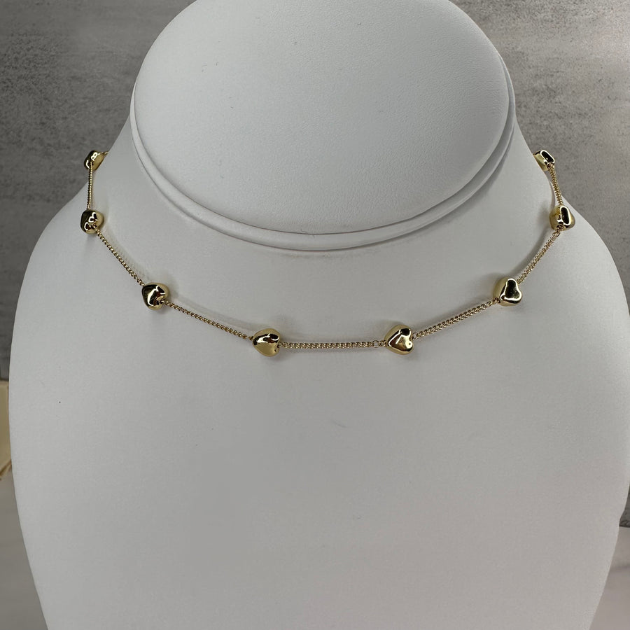 Hearts Chain Necklace Gold