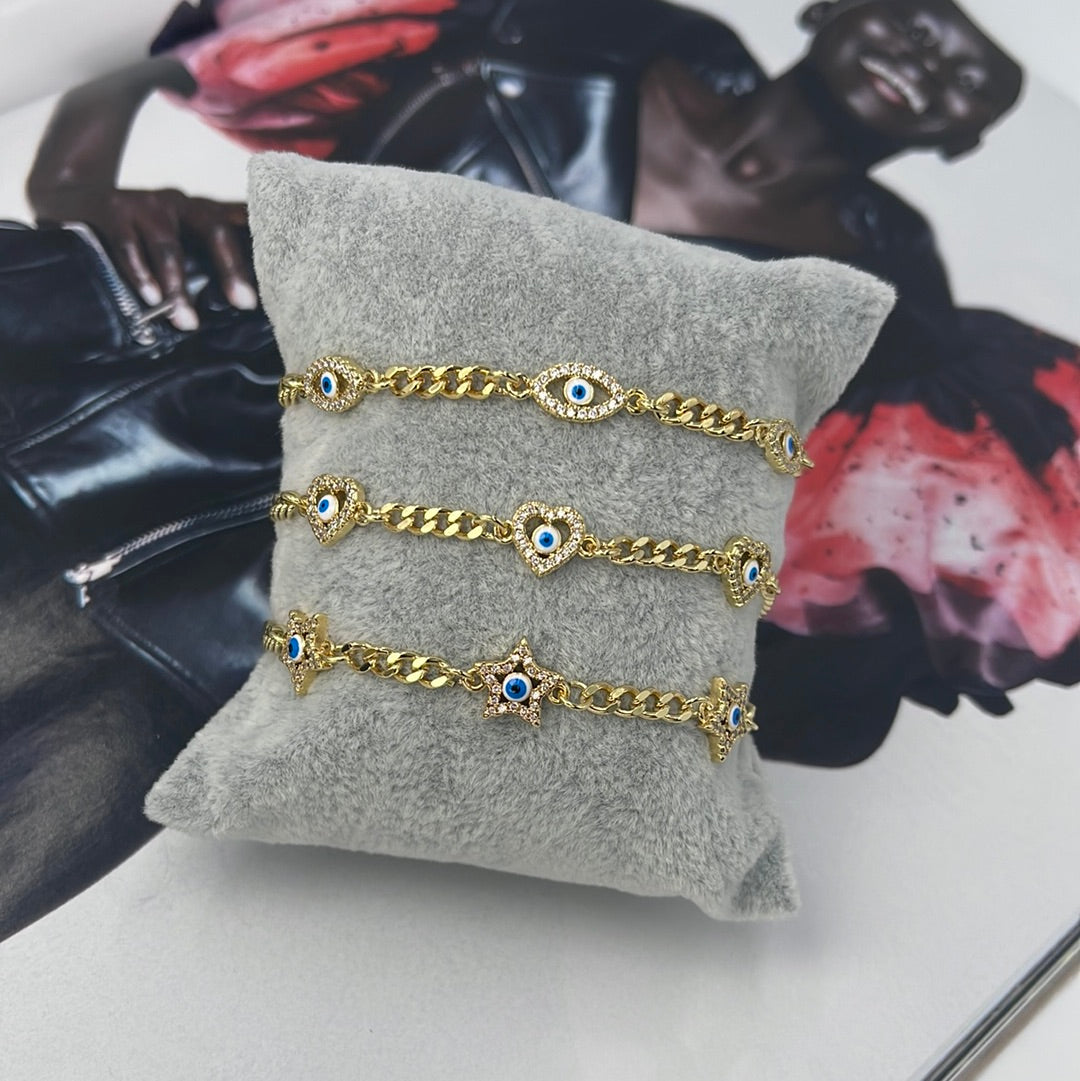 Evil Eye Cuban Link Bracelet