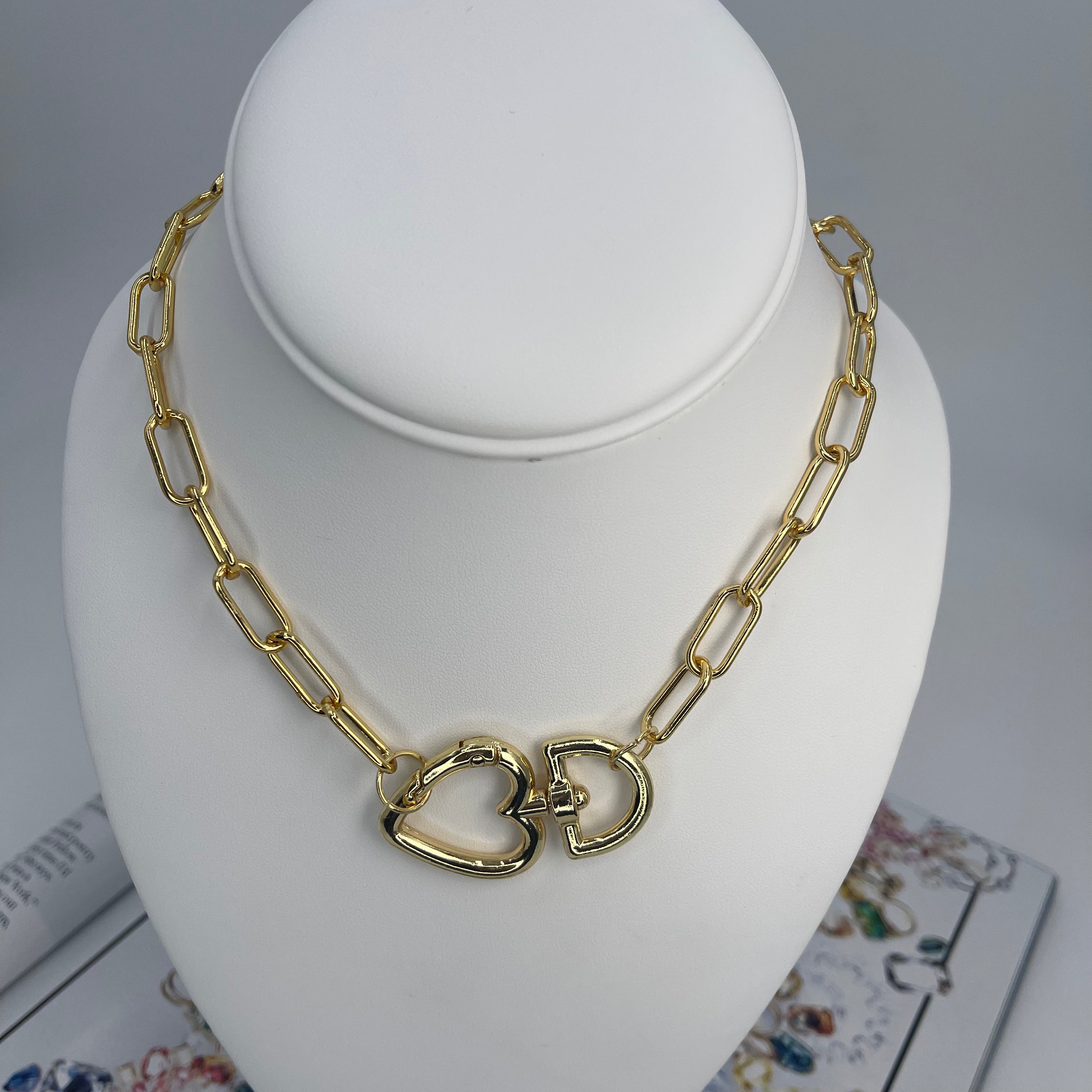 Chunky Lock Heart Necklace