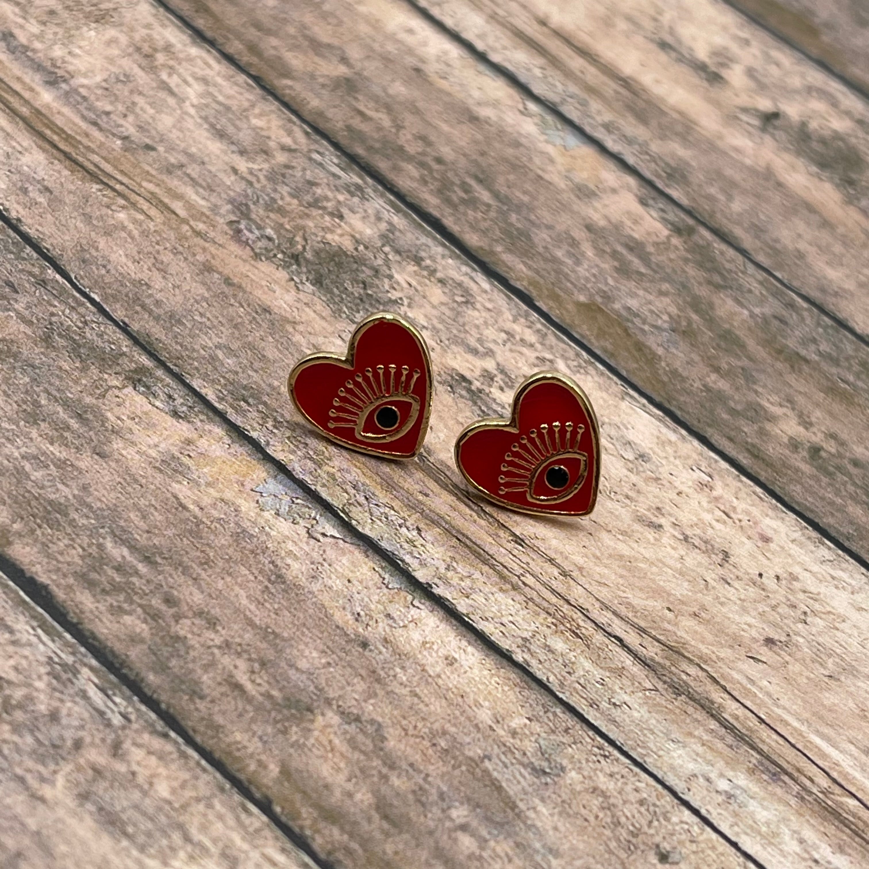 Hearts Evil Eye Earrings