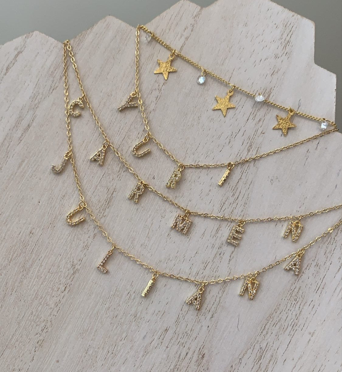 Custom Gold Zirconium Letter Necklace