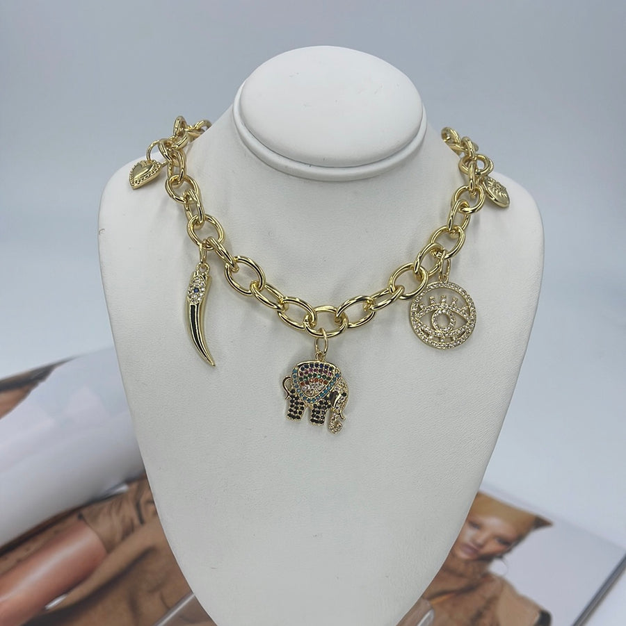 Mix Charm Necklace Elephant