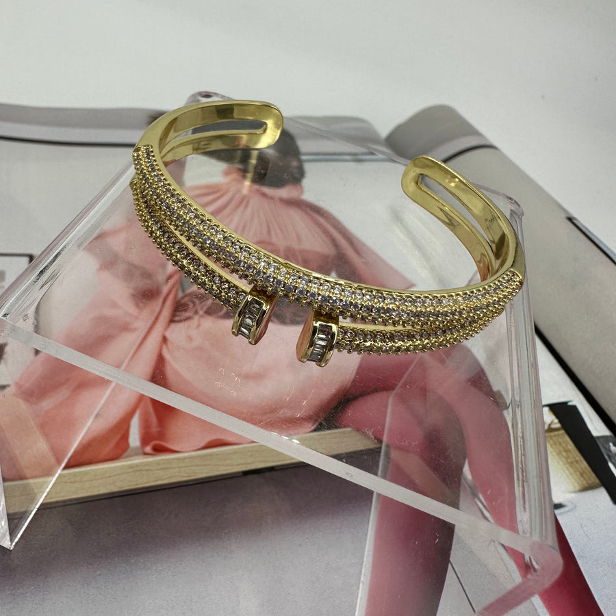 Double Nail Zirconium Bangle