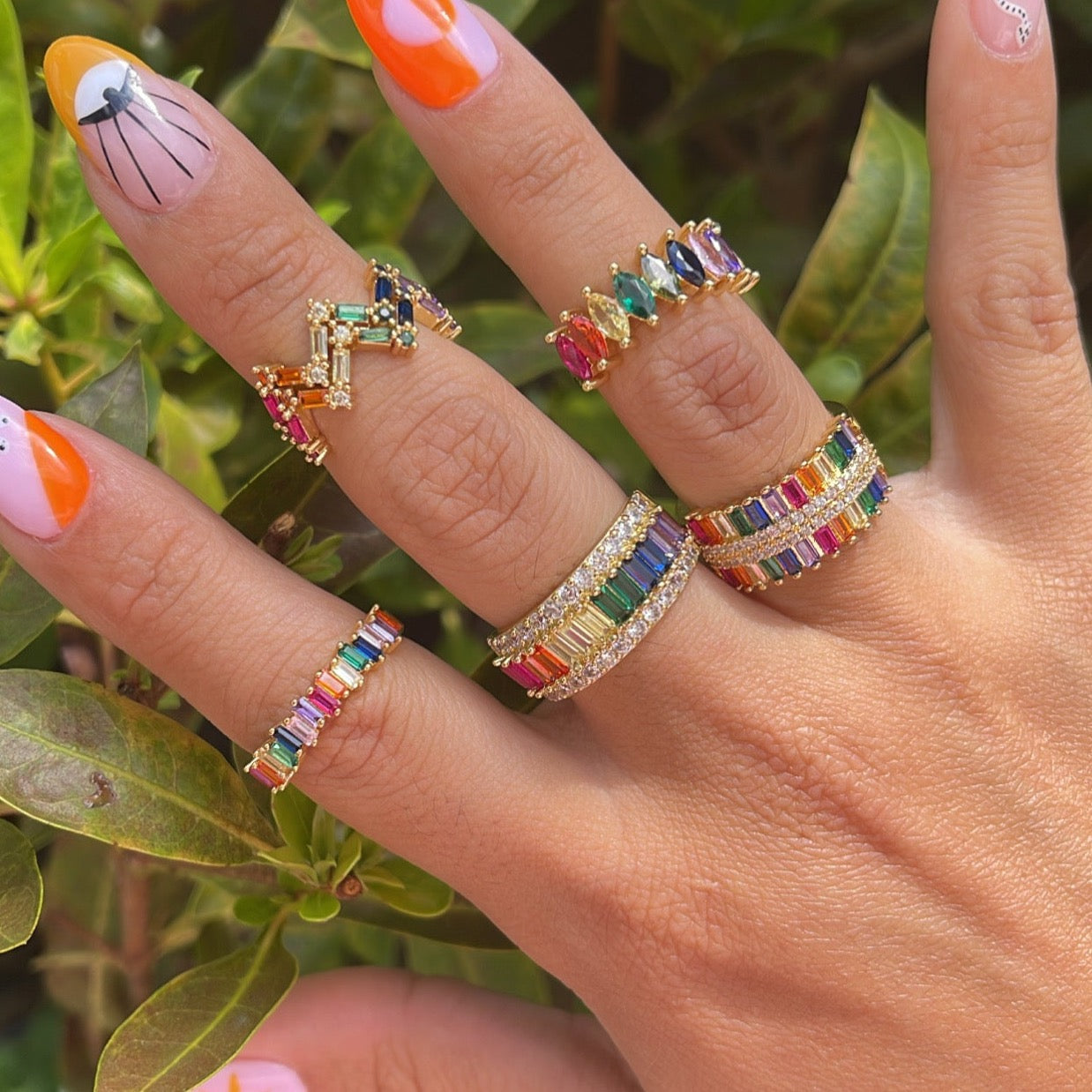 Full Color Crystals Rings