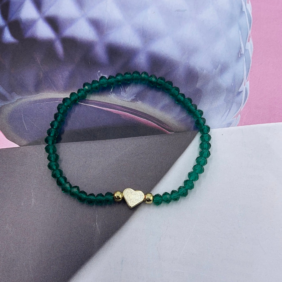 Crystal Heart Elastic Bracelet