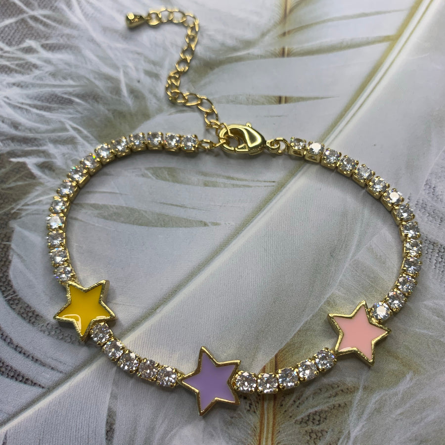 White Crystals and Stars Bracelet