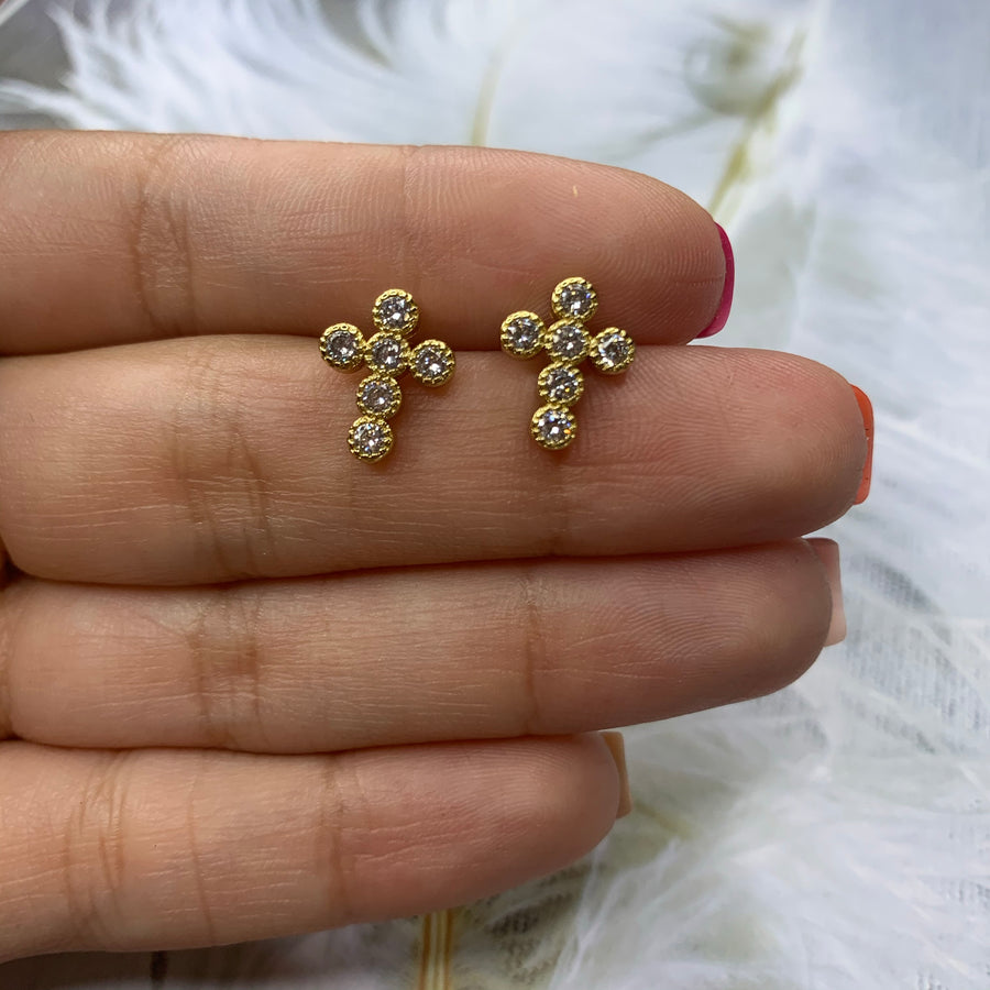 White Cross Earrings