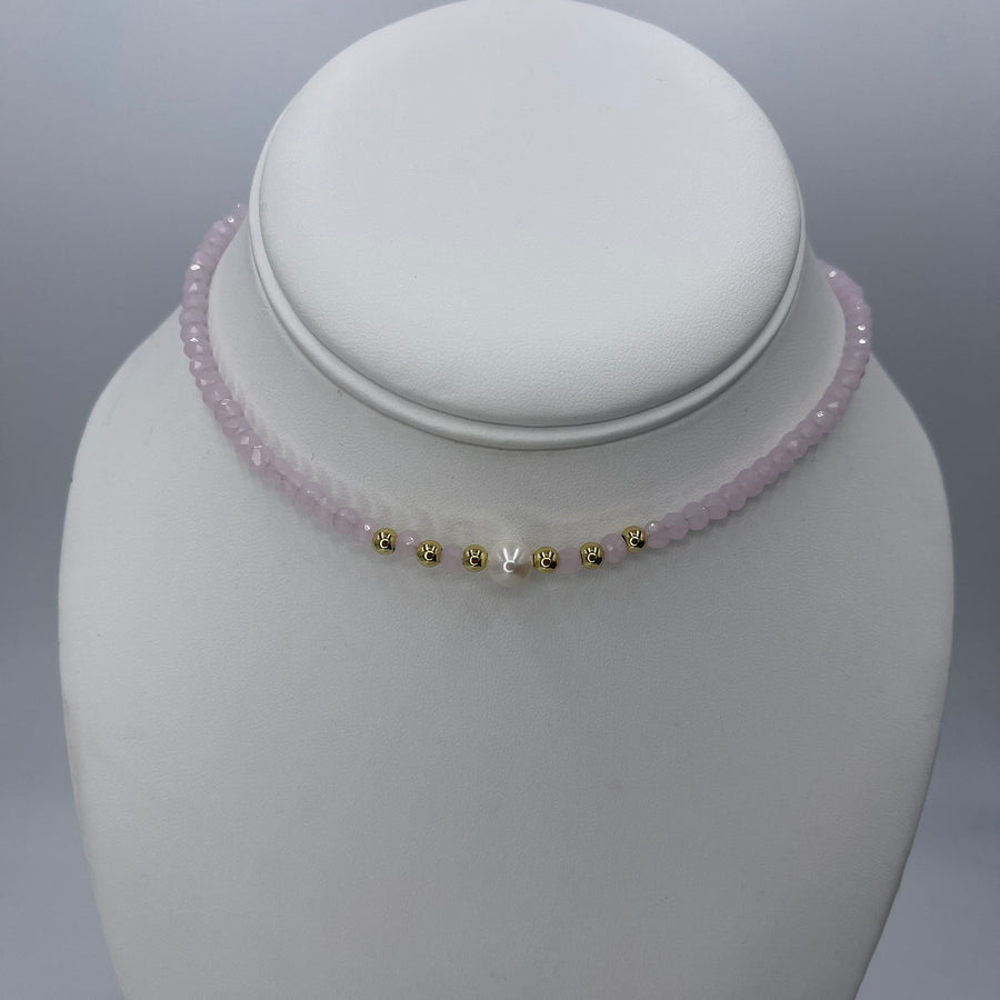 Single Pearl Crystal Choker